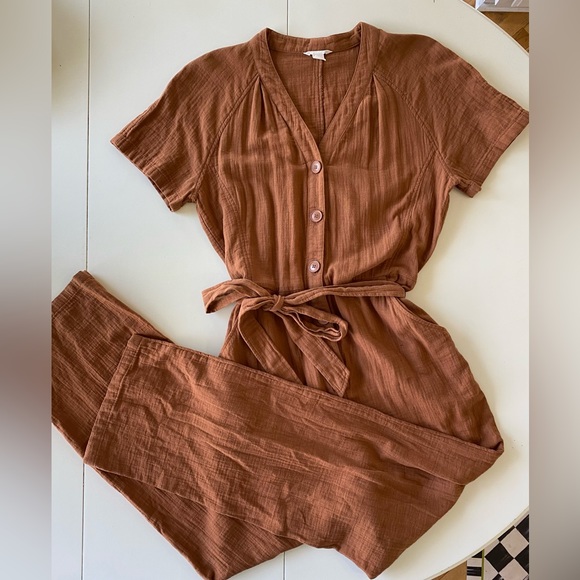 NWOT CASLON Cotton Gauze Belted Short SleeveJumpsuit - Picture 5 of 10